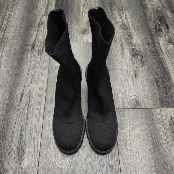 Zara women's chunky heeled boots size 39 8 black socks Y2K 90s - Picture 2 of 13